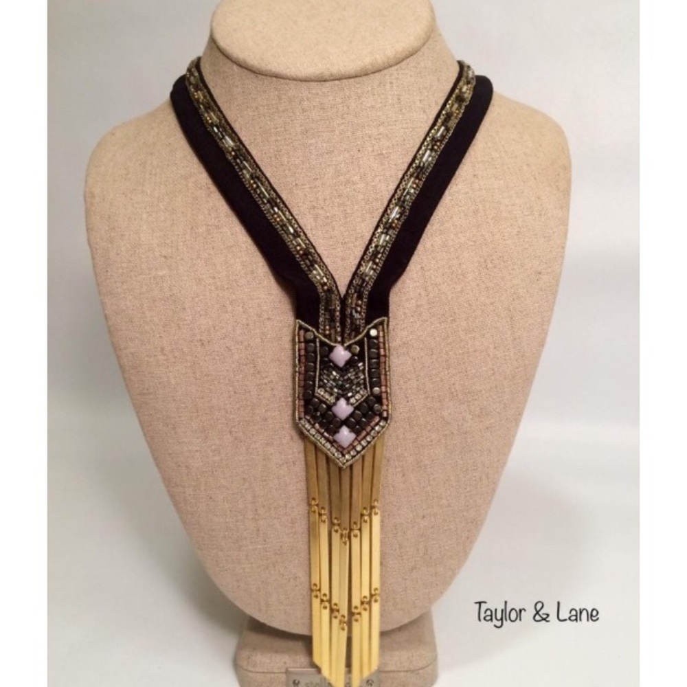 Stella & Dot | Gorgeously Exotic Black+Gold Handbeaded Nile Necklace - Picture 9 of 9